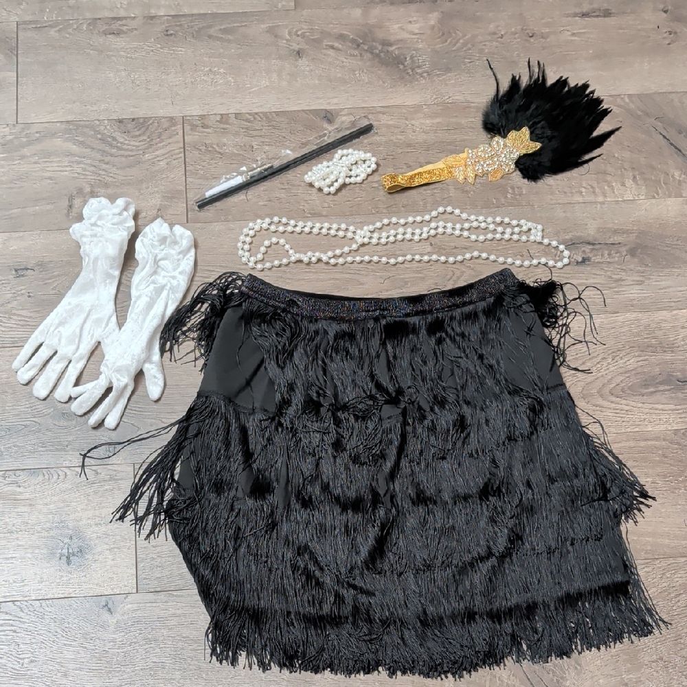 Elegant Black Fringe Skirt Halloween costume For Teen Or Women Size S-M Like NEW